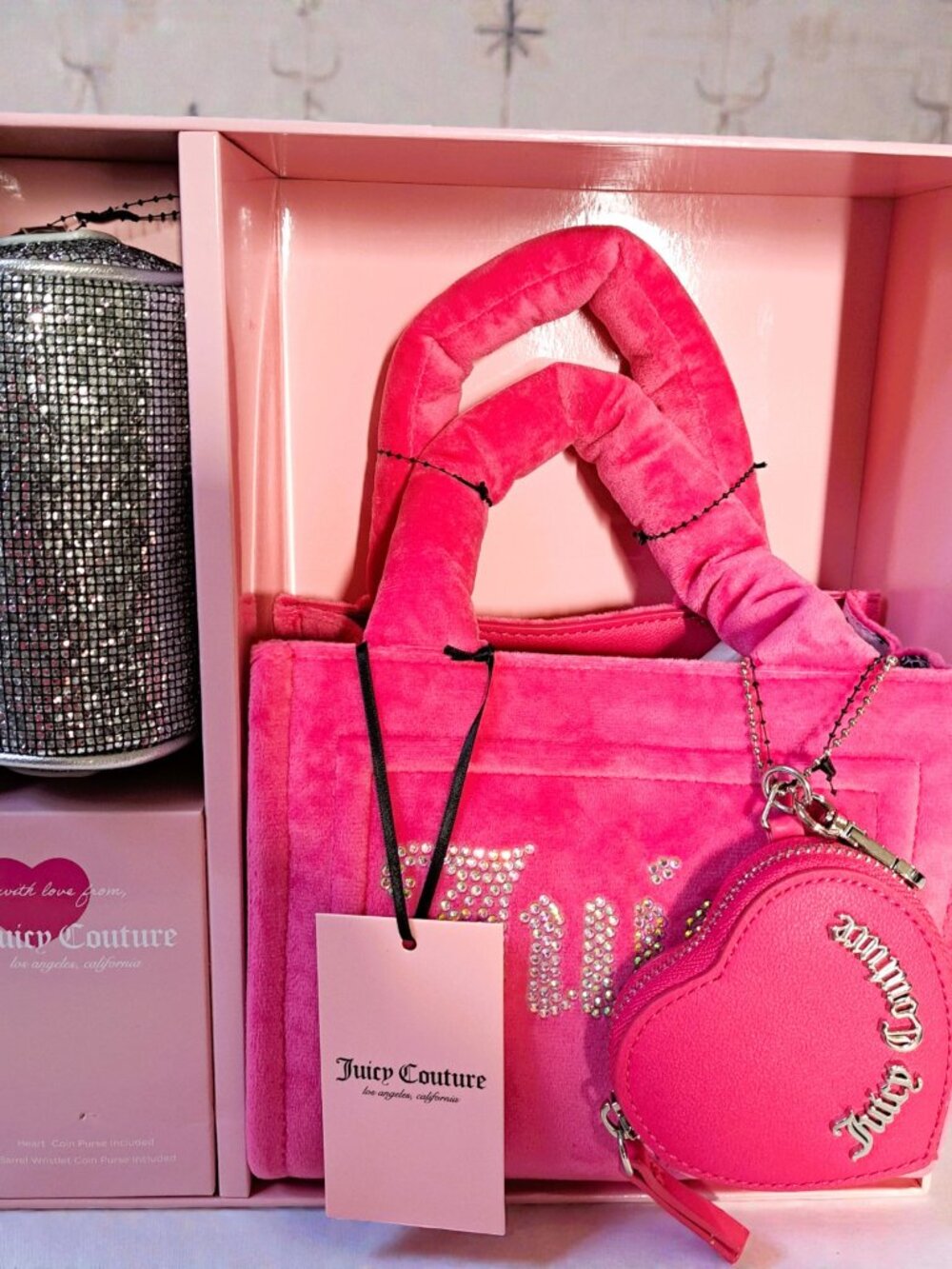 Juicy Couture Pink Free Love Big Spender Velour 3 pc Set Y2K